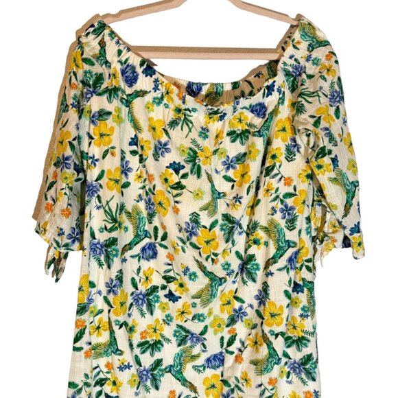 Old Navy Women's Floral Off-Shoulder Blouse Size L 100% Cotton Made In India - Picture 7 of 12